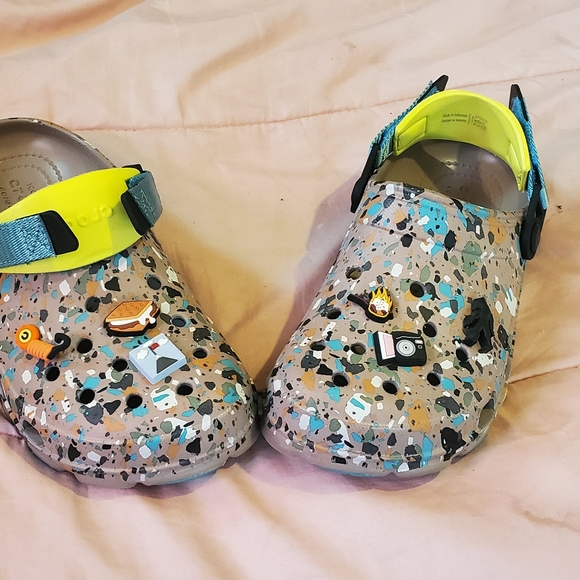 CROCS Shoes - Iconic Comfort CROCS Womens Size 6 / 7 With Sporty Velcro Strap & Jibitz